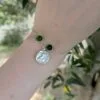 bracelet pièce de monnaie - drachme athénienne cabochon vert