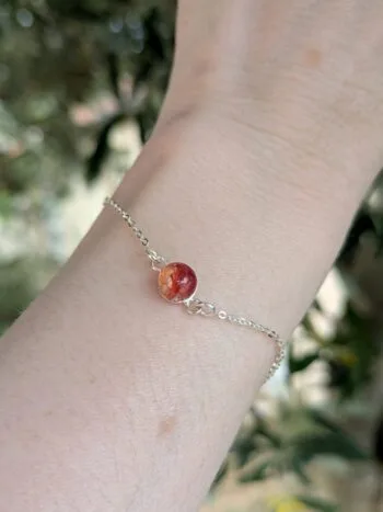 Bracelet verre fusionné - vitrail upcyclé orangé