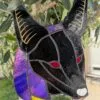 vitrail anubis verre irisé bleu et jaune